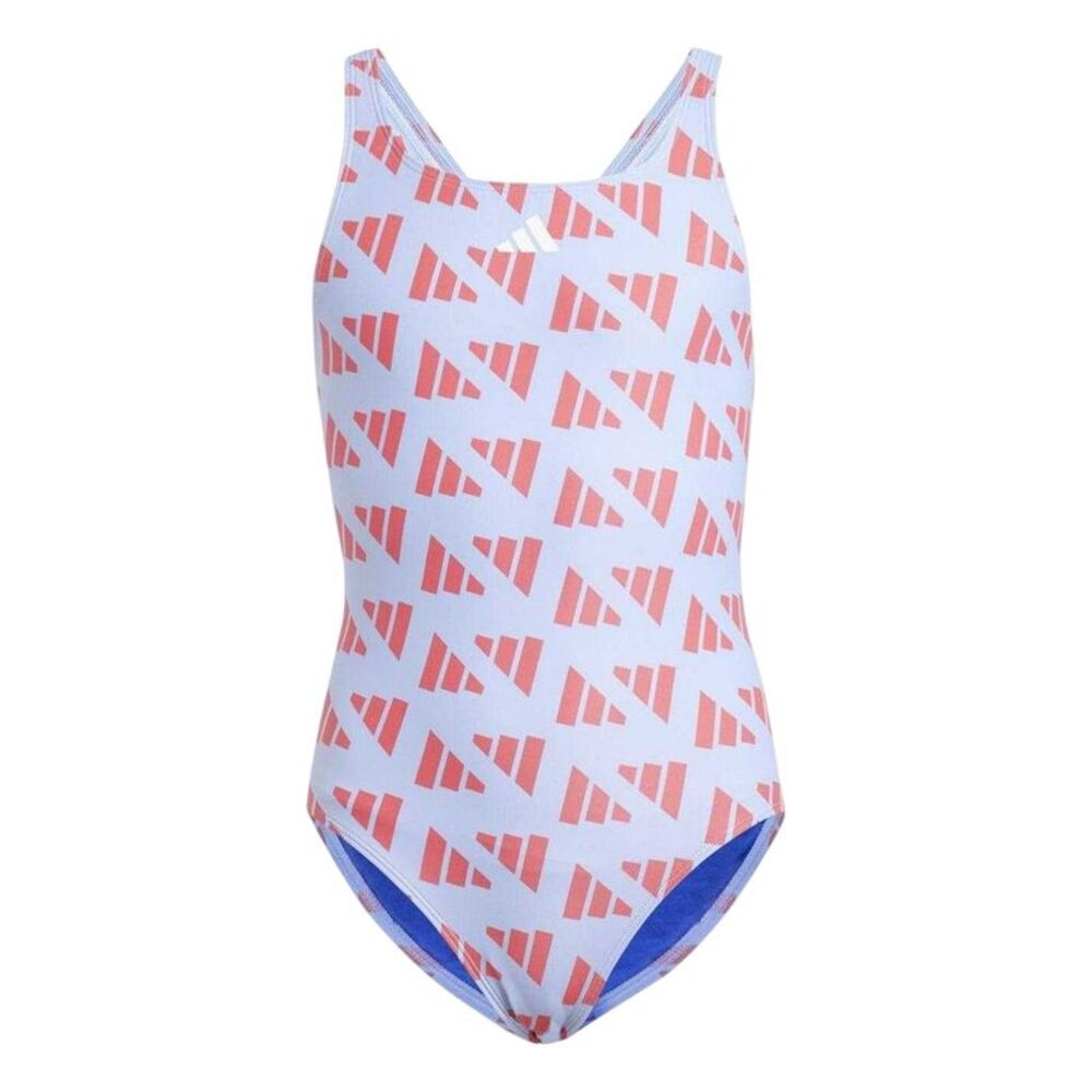 Adidas Girls Graphic Print Logo One Piece Bathing Suit / Violet/Red